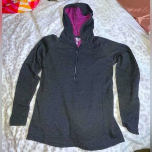 BCG M zip up gray & purple hoodie sweater LONG Sleeve Athletic long sleeve tee
